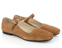 Туфлі Mary Jane в світло-коричневій замші фото