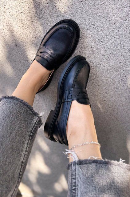 Класичні лофери Enzo Black Leather фото