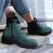 Ботинки зеленые женские, Зеленый, 39, Мех