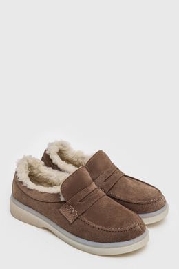 Анатомические зимние лоферы Noelle Taupe Suede фото